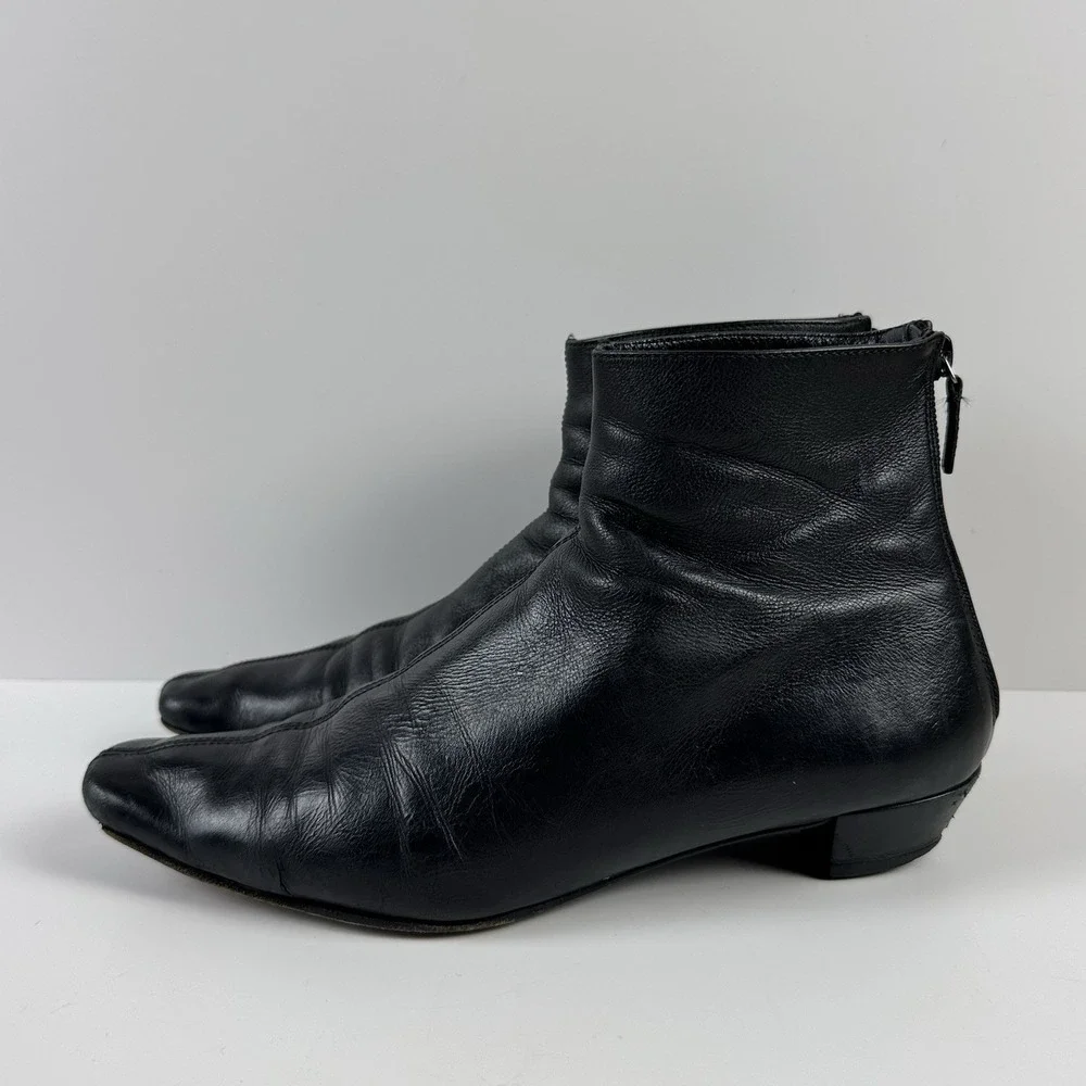 GUCCI Black Ankle‎ Boots Size 9B Heeled Leather Booties Alfa Vtg 90s